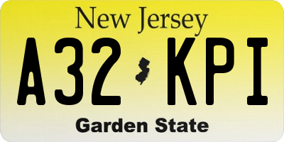 NJ license plate A32KPI