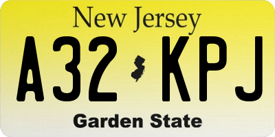 NJ license plate A32KPJ