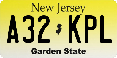 NJ license plate A32KPL