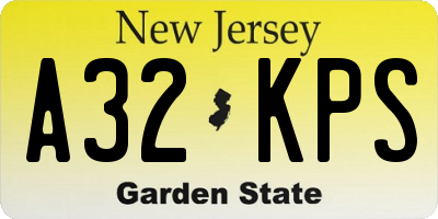 NJ license plate A32KPS