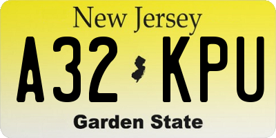 NJ license plate A32KPU