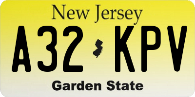 NJ license plate A32KPV
