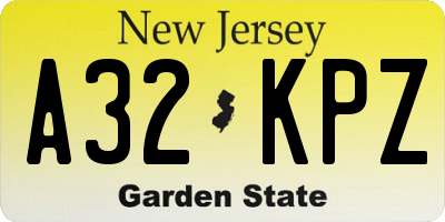NJ license plate A32KPZ