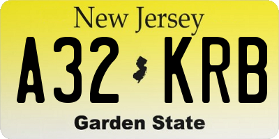 NJ license plate A32KRB