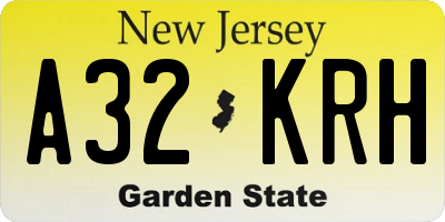 NJ license plate A32KRH
