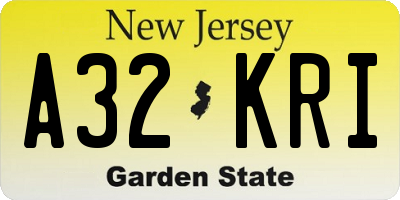 NJ license plate A32KRI