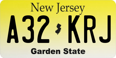 NJ license plate A32KRJ