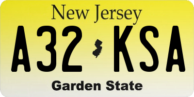 NJ license plate A32KSA