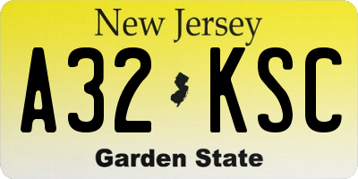 NJ license plate A32KSC