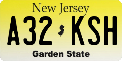 NJ license plate A32KSH