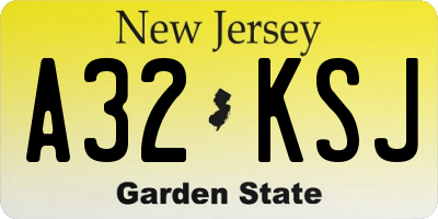NJ license plate A32KSJ