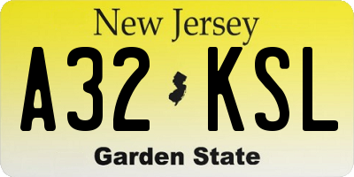 NJ license plate A32KSL
