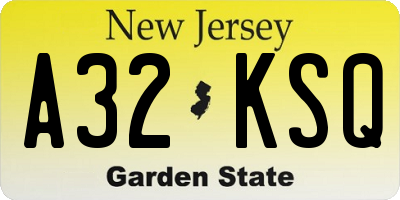 NJ license plate A32KSQ