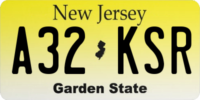 NJ license plate A32KSR
