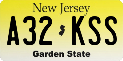 NJ license plate A32KSS