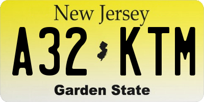 NJ license plate A32KTM