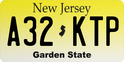 NJ license plate A32KTP