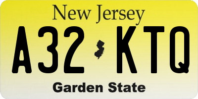 NJ license plate A32KTQ