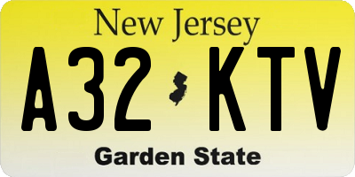 NJ license plate A32KTV