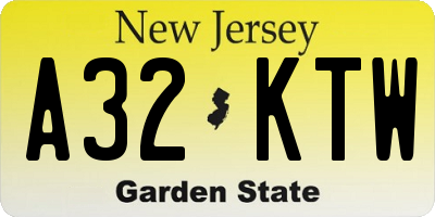NJ license plate A32KTW
