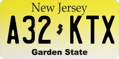 NJ license plate A32KTX