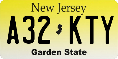 NJ license plate A32KTY