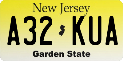 NJ license plate A32KUA