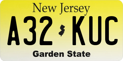 NJ license plate A32KUC