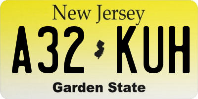 NJ license plate A32KUH