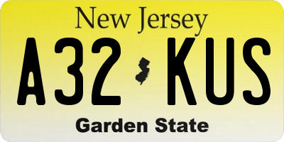 NJ license plate A32KUS