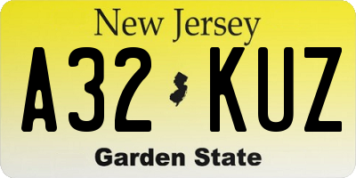 NJ license plate A32KUZ