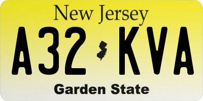 NJ license plate A32KVA