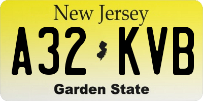 NJ license plate A32KVB