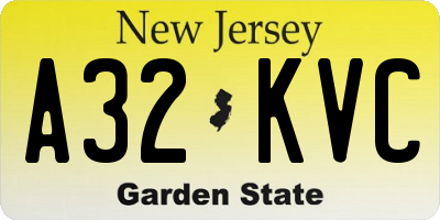 NJ license plate A32KVC