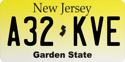 NJ license plate A32KVE