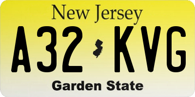 NJ license plate A32KVG
