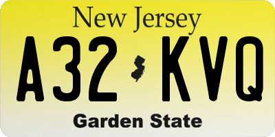 NJ license plate A32KVQ