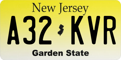 NJ license plate A32KVR
