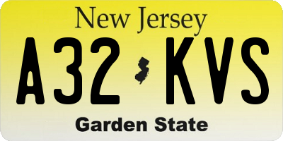 NJ license plate A32KVS