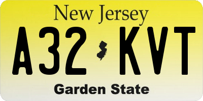 NJ license plate A32KVT