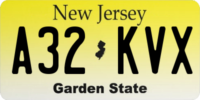 NJ license plate A32KVX
