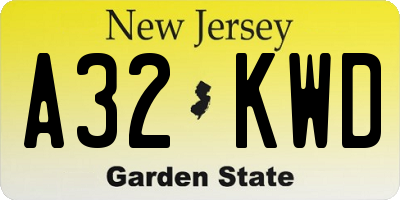 NJ license plate A32KWD