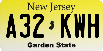 NJ license plate A32KWH