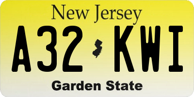 NJ license plate A32KWI