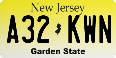 NJ license plate A32KWN