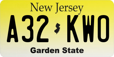NJ license plate A32KWO