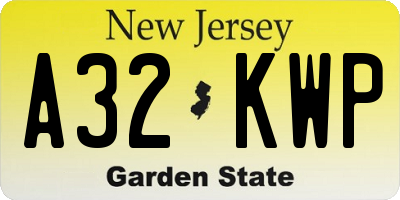 NJ license plate A32KWP
