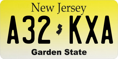 NJ license plate A32KXA