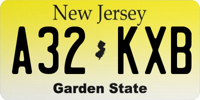 NJ license plate A32KXB