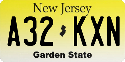 NJ license plate A32KXN
